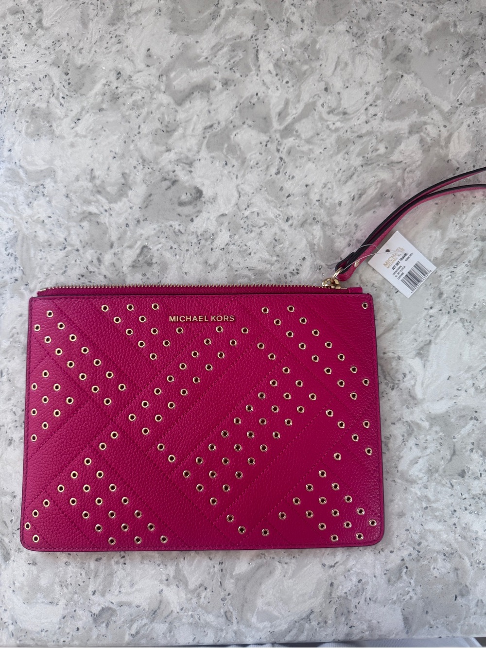 Michael Kors Rubin Red Leather Zip Clutch Wristlet